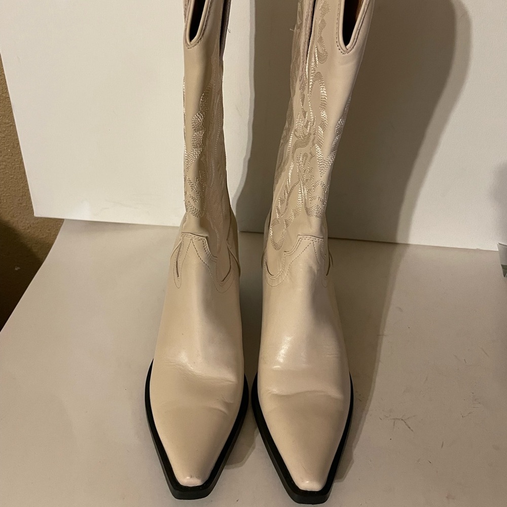 Jeffrey Campbell Cream Western Heeled Boots - Picture 7 of 7